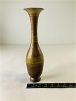 Etched Ornate Brass Vase