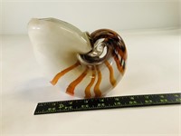 White & Orange Conch Shell Art Glass
