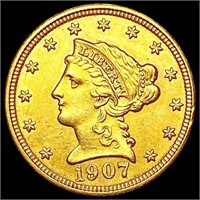 1907 $2.50 Gold Quarter Eagle CLOSELY