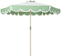 Tempera 9ft Scalloped Patio Umbrella with Fringe