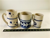 3pcs Williamsburg Pottery Cobalt Blue Mug