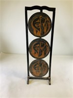 Carved oriental 3-tier plant stand