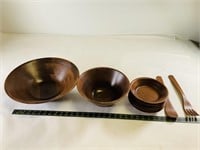 10pcs wooden bowl set with utensils