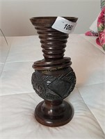 Hand Carved Solid Wood Vase