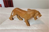 African Wood Carved Lion