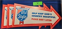 Lot of 3 NOS OLD STYLE Arrow Litter Signs