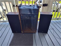 Vintage Quasar Stereo Unit w/ Speakers & Cabinet