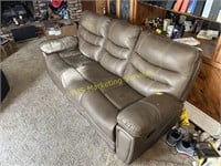 Reclining Leather Sofa - Worn