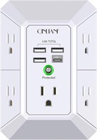 $13  QINLIANF 5 Outlet Extender  USB Ports  White