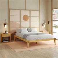 Bme Chalipa King Bed Frame  Solid Wood  Natural