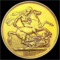 1887 G. Britain .471oz Gold Dbl Sovereign CLOSELY
