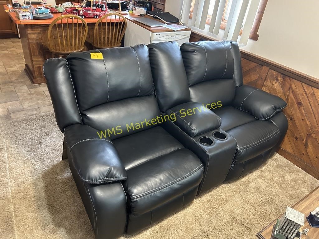 2 Seat Leather Reclining Sofa - Good Condition