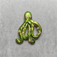 Quirky Enamel & Faux Pearl Octopus Pendant
