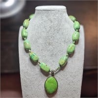 STUNNING Barse Signed 925 Green Turquoise Necklace