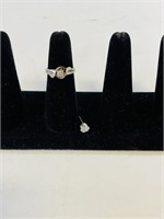 Size 8 .925 Diamond Ring with misc earring