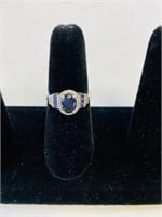 Size 7 Sterling Silver Cobalt Blue Gem Ring