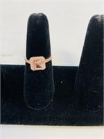 14k Rose Gold White/Champagne Sapphire Size 7 Ring