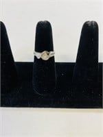 sterling silver Round & Baguette Diamond Ring