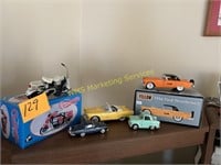 Cushman Scooter & 4 Thunderbird Toy Cars