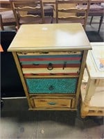 Hand painted rustic 3 drawer end table