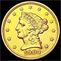 1904 $2.50 Gold Quarter Eagle CLOSELY