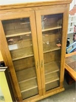 Vintage oak glass door cabinet