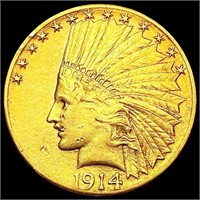 1914-S $10 Gold Eagle NEARLY UNCIRCULATED
