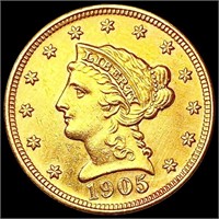 1905 $2.50 Gold Quarter Eagle CLOSELY