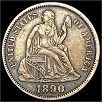 1890 Seated Liberty Dime CLOSELY UNCIRCULATED