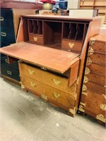 Vintage English Oak Secretary Desk