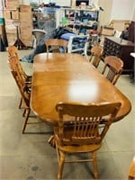 7pcs oak large dining room table set