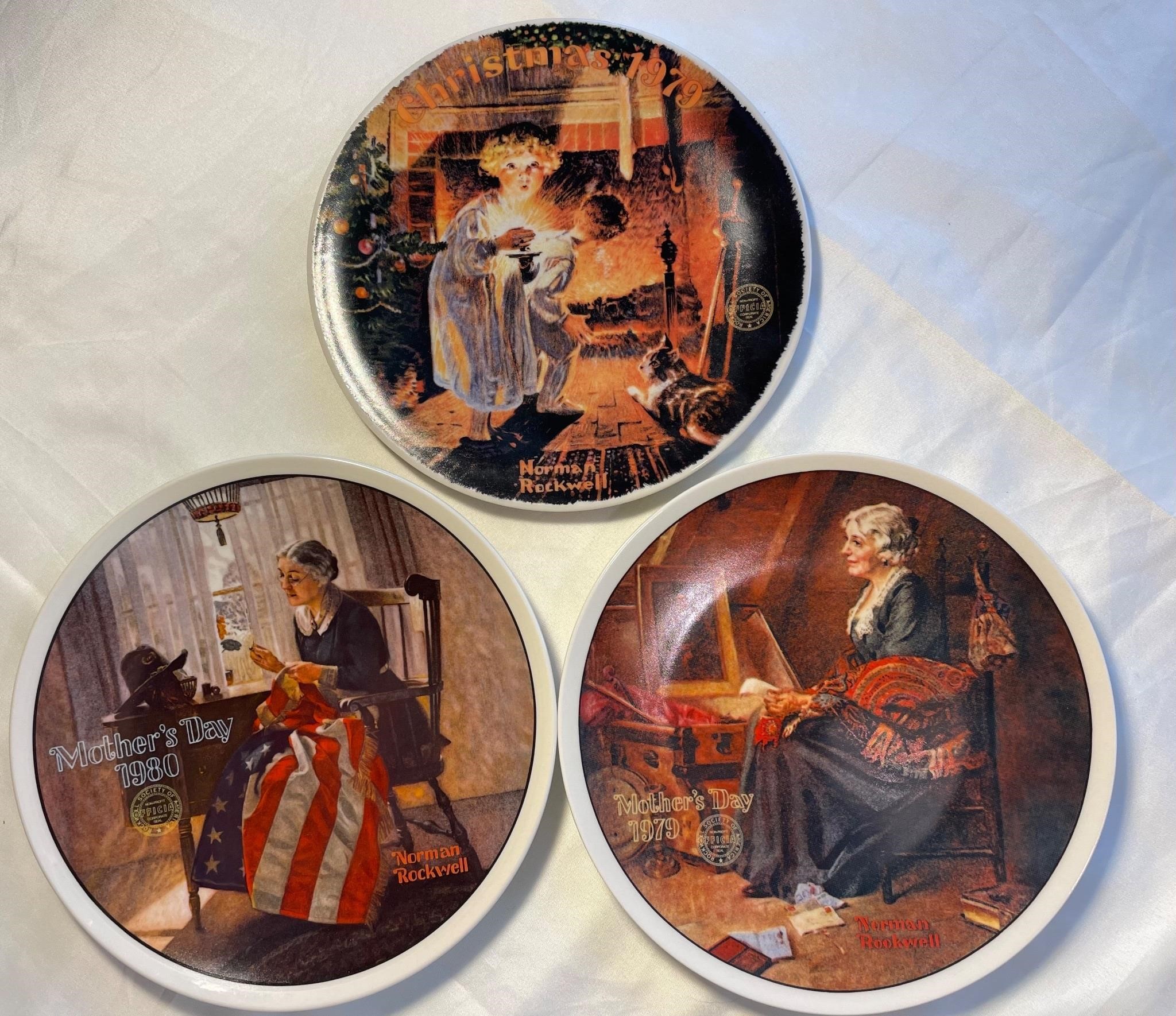3 Norman Rockwell Plates
