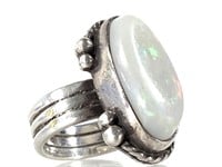 Sterling Opal Artist Marked HANNA Ring 8.5g TW