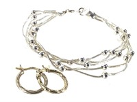Sterling 7.5" L Bracelet Hoop Earrings 11.0g TW