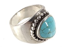 Sterling Turquoise Ring 9g TW Sz 6.5