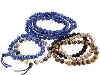 Polished Stone Bracelets & Chunk Lapis Nacklace