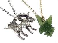 Jade Eagle Moose & Alaska Pendant Necklaces