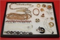 Vintage Costume Jewelry; pins, necklaces, Mosaic
