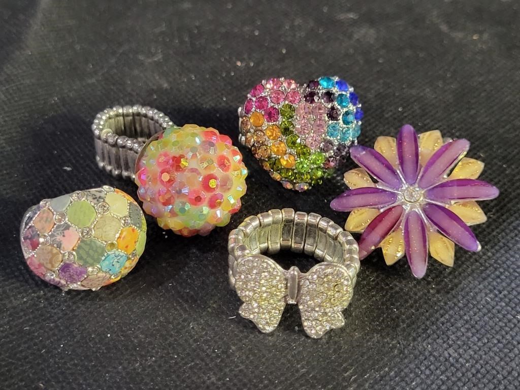 VTG Rhinestone Stretch Rings & More