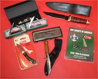 Knife Lot; 2 Hen & Rooster Pocket Knives, Case Boy