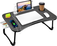 Laptop Bed Desk with USB  Cup Holder (Black)