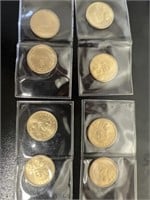 8 gold plated Sacagawea coins
