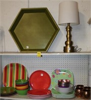 Vintage Tray, Lamp, Pier One Charger, Bascal