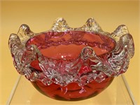 Antique Victorian Cranberry Glass Bowl