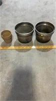 2- Metal cooking pots, flower pot.