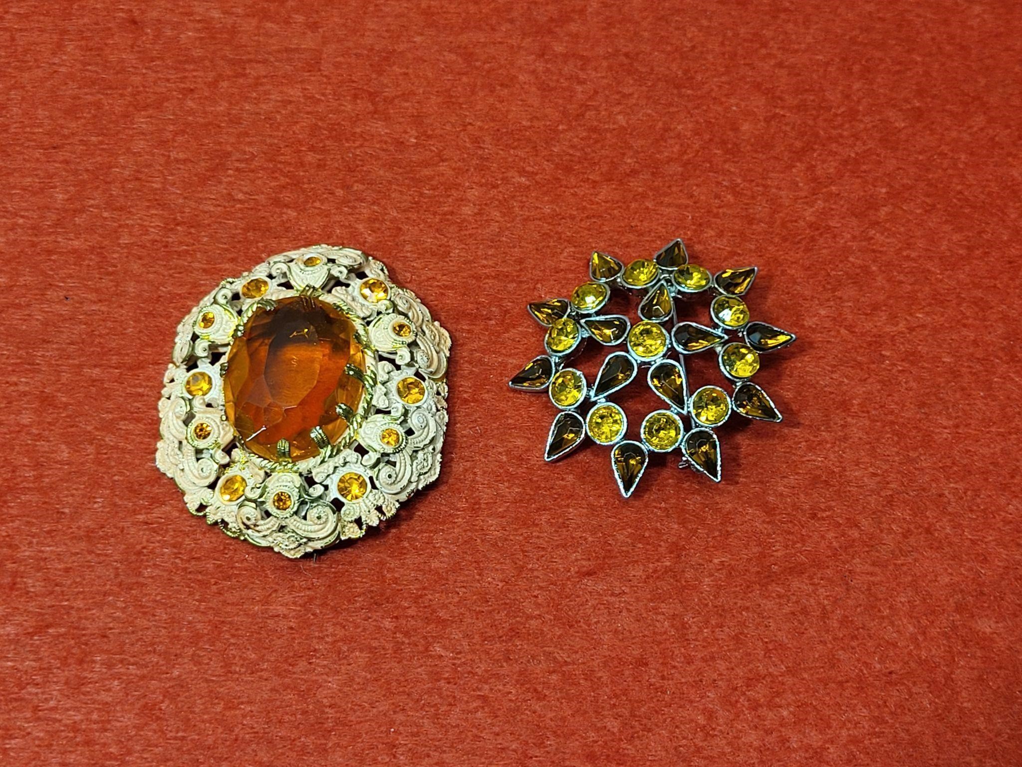 Vtg Brooches Orange one from Germany (needs work)