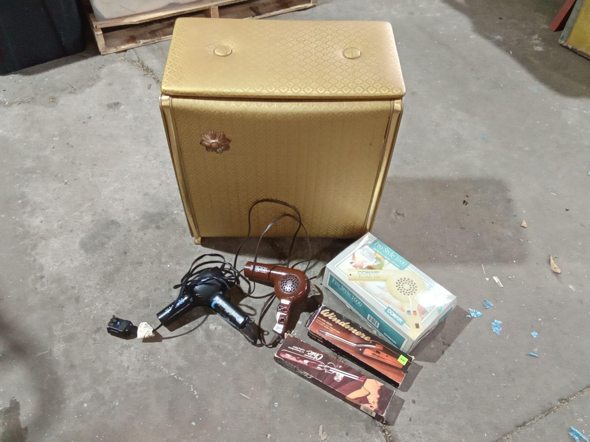 Gold colored Hamper with Contents