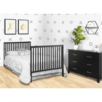 Dream On Me Synergy 5-in-1 Convertible Crib, Black
