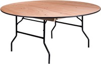 Flash Furniture 66" Round Wood Fold Table, Brown