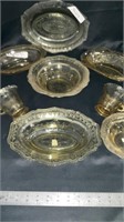 Vintage Amber glass,, serving bowls, platter,